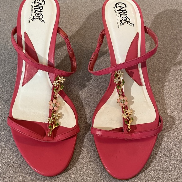 Carlos Santana - hot pink heels with metal flowers. Size 8 - Picture 5 of 10